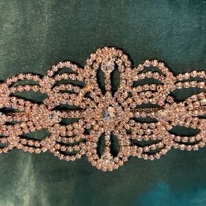 Rose gold rhinestone Bridal Belt with Cream tie